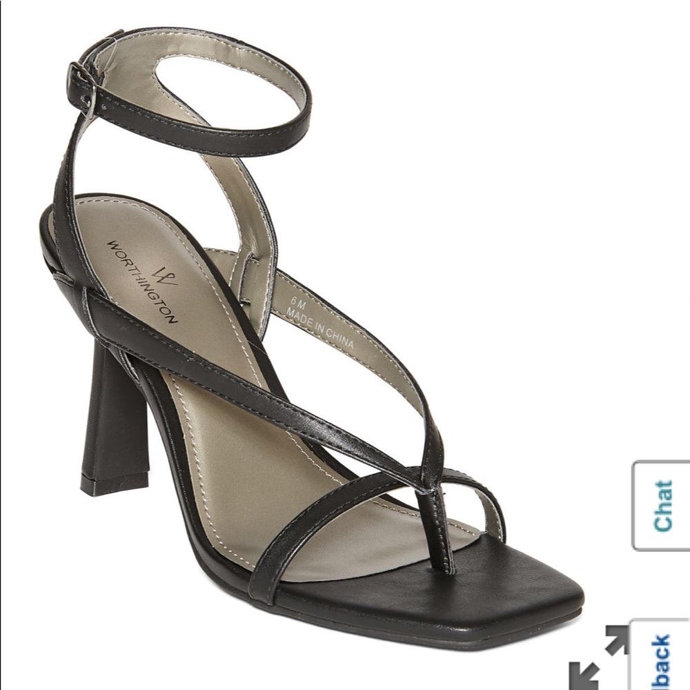 Square Toe Black Strappy Heels